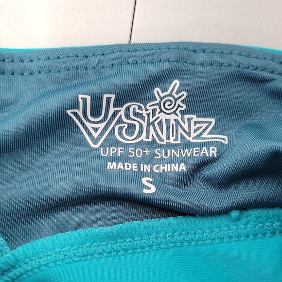 NEW UV SKINZ active Swim Top Bra Women's Size Small Padded Cups Blue Teal UPF 50 - Picture 4 of 11